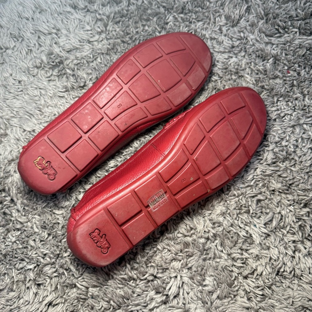 Coach Red Leather Loafers - Picture 3 of 4